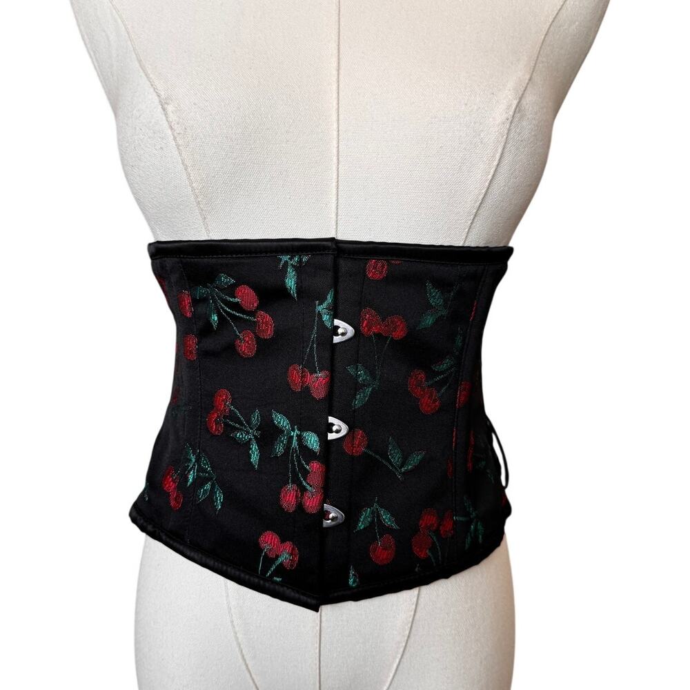 NWT LAVISH by Daisy Corsets Cherry Black Brocade Mini Cincher Corset Size XL
